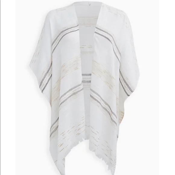 Torrid Ivory Metallic Neutral Stripe Ruana NWT - Picture 10 of 10